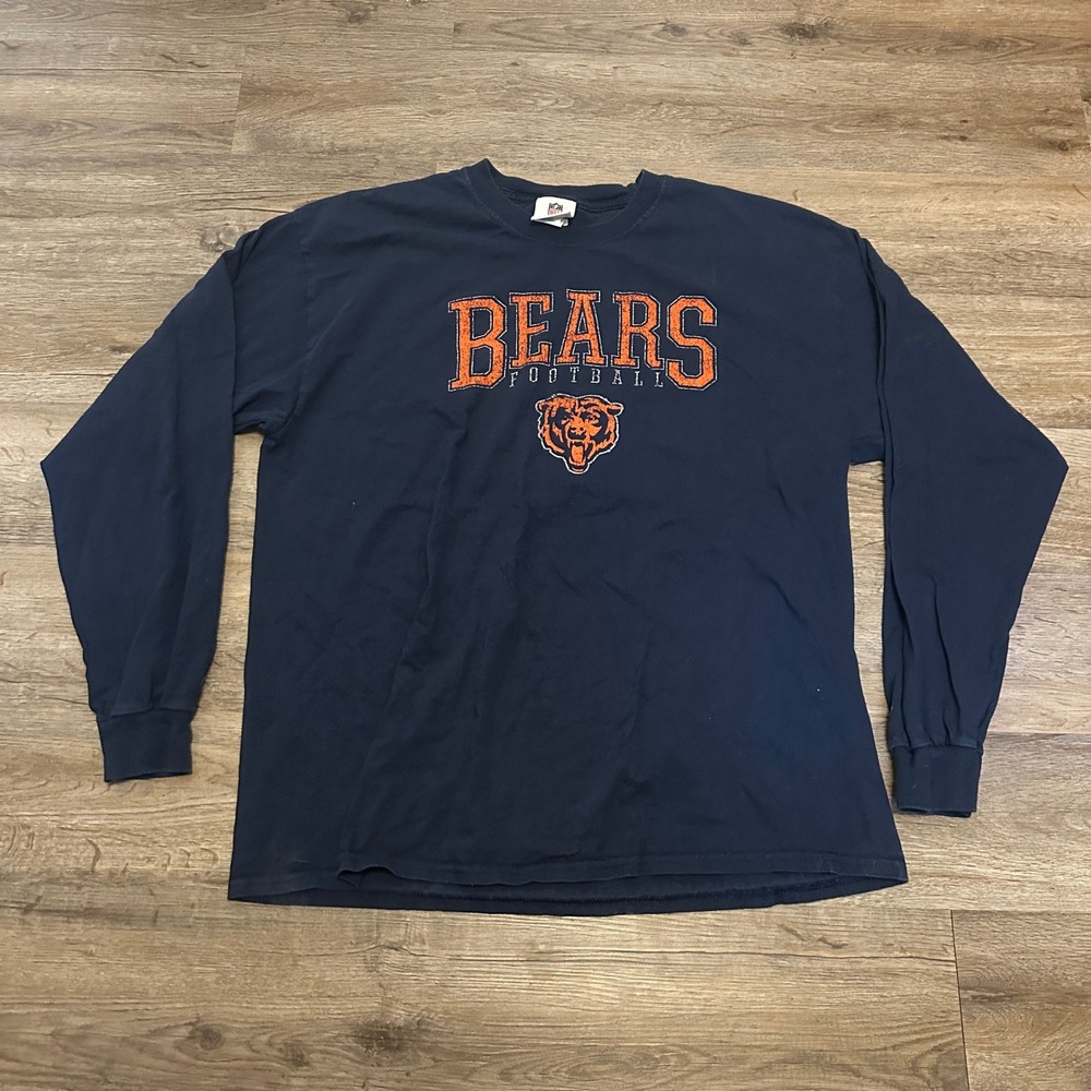 NFL Team Apparel Chicago Bears Long Sleeve T-Shirt Mens XL Navy Blue Football